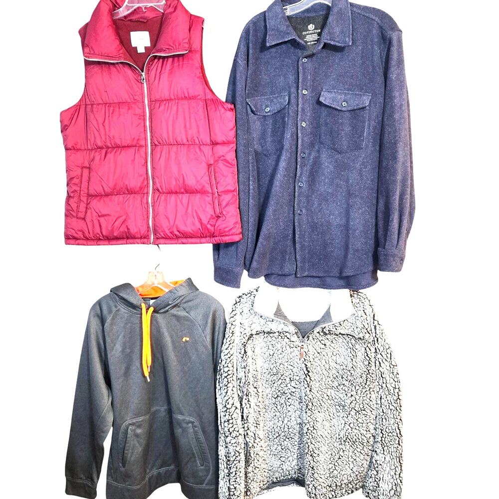 Men's Large L 42 44 Coats Jackets Vest Hoody Shirt Wholesale Bulk Lot of 4